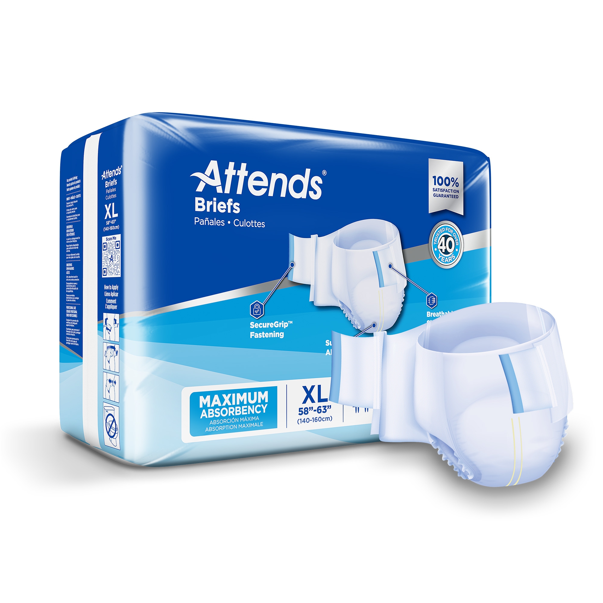 Unisex Incontinence Brief Attends® X-Large Disposable Heavy Absorbency Image