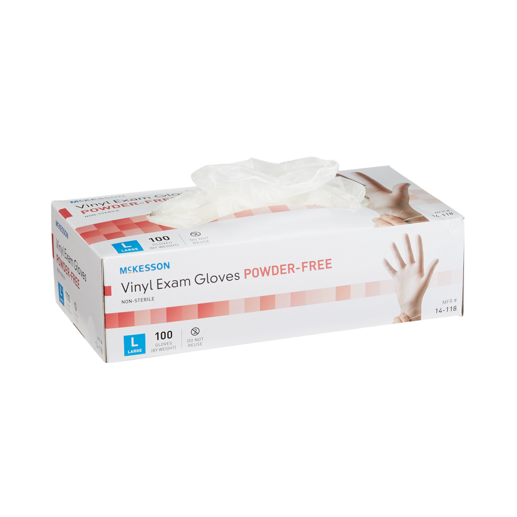 Exam Glove McKesson Large NonSterile Vinyl Standard Cuff Length Smooth Clear Not Rated Image