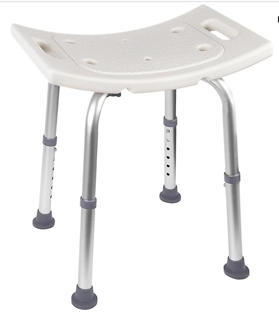 Shower Chair for Inside Shower, Adjustable Lightweight Alloy Aluminum Shower Bench, Tool-Free Assembly Shower Stool, Shower Seat for Elderly and Disabled, Certified 300 lbs Load, White Image