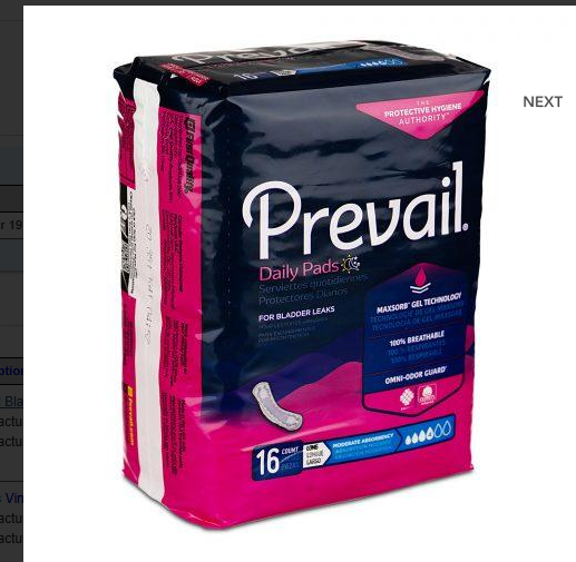 Prevail Bladder Control Pad Moderate Long 11" Length - 16ea/pk 9pk/cs Image